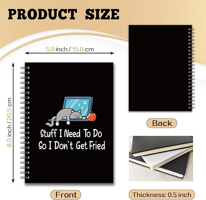 YAZMEEN Funny Cat Blank Spiral Notebook（160 Pages） Stuff I Need to Do So I Don't Get Fired Hardcover Sketchbook Coworker Leaving Gift New Job Gift Funny Office Gag Gift for Women Men Colleague Friend