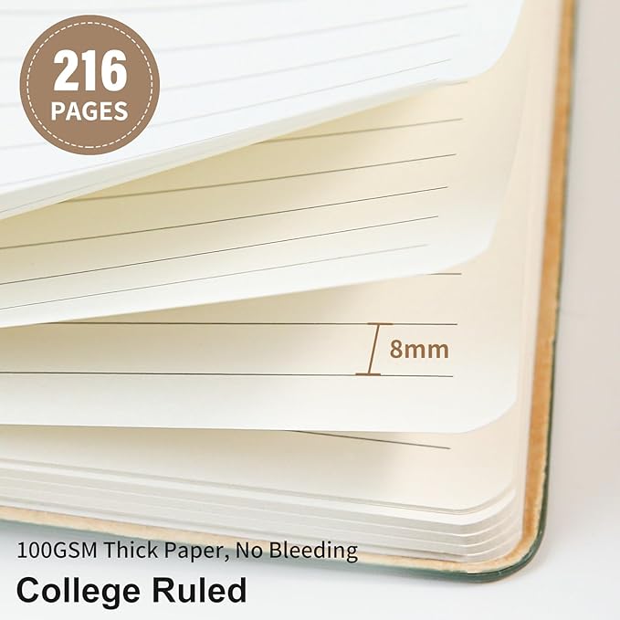 Lined Journal Notebook for Work College Ruled Note Book 5.79"x8.27" A5 PU Leather Daily Journaling 216 Pages for Women Men Writing Home School Supplies Business (A5 Lined 216pages, 09-RoseGold)