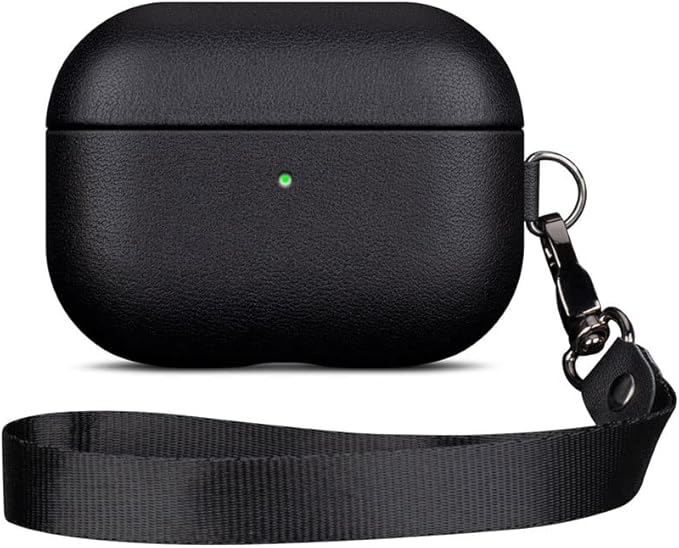 Leather Case for AirPods Pro 2nd Generation, Lopie AirPods Pro 2 Leather Case Cover with Lanyard and Keychain, Protective Case Fully-Wrapped with Top Grain Leather (Not for AirPods Pro 1st Gen) Black