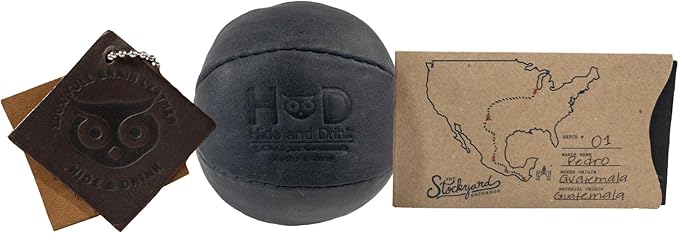 Hide & Drink, Stress Ball, Relieve Fidgeting and Anxiety, Exercise Hand, Squishy Tension Accessory, Great for The Office, Classic Style, Full Grain Leather, Handmade, Charcoal Black