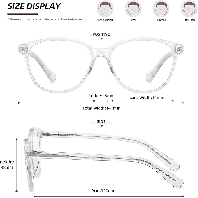 MEETSUN Blue Light Blocking Glasses for Women Cat Eye Blue Light Glasses TR Frame Anti Eyestrain UV Glare Computer Gaming Eyeglasses(Clear Frame)