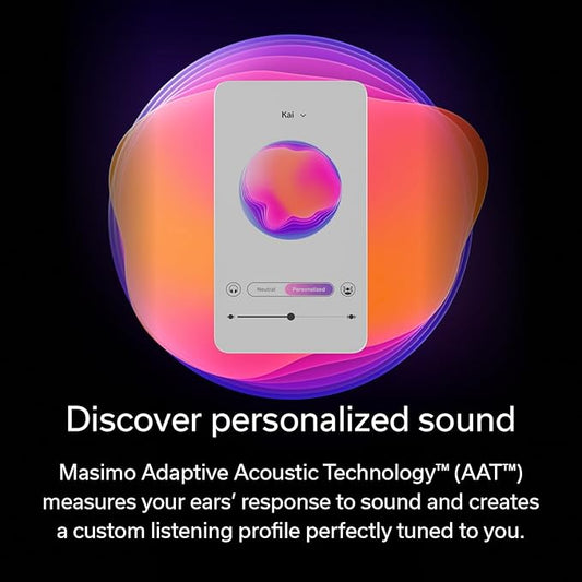 Denon PerL True Wireless Earbuds - Active Noise Cancelling, Bluetooth, Personalized Sound with Masimo Adaptive Acoustic Technology, 24-Hr Battery Life, Wireless Charging, Black