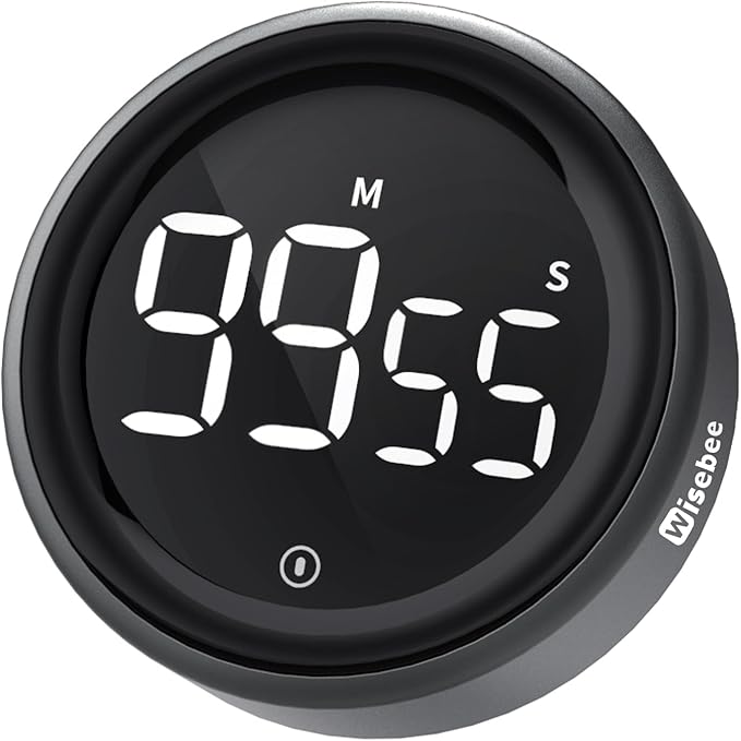 Wisebee Digital Kitchen Timer, Visual| Countdown| Count Up| Loud Alarm| Magnetic| Productivity for Cooking, Food, Baking, Classroom, Fitness, Studying, Teaching (No Batteries Included)