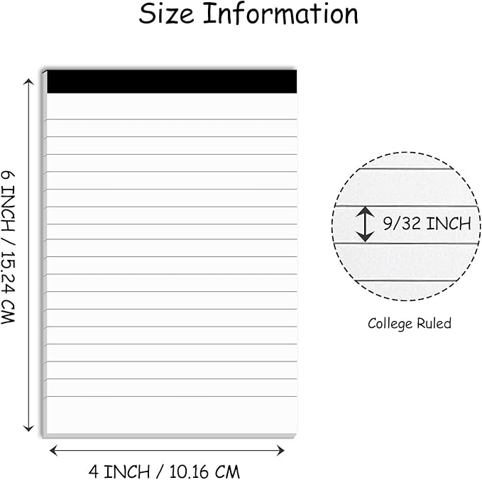 Notepads Bulk for Daily Planning and Organization of Work – 4 x 6-inches Ruled Pages – Thick Bright White Paper – 30 Pages – Note Pads College Ruled – Pack of 20