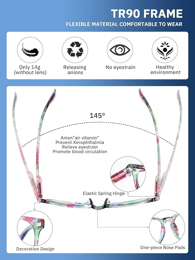 CCVOO Reading Glasses for Women/Men, Eyeglasses, Blue Light Readers for Women/Men, Computer Eye Glasses, Cheaters