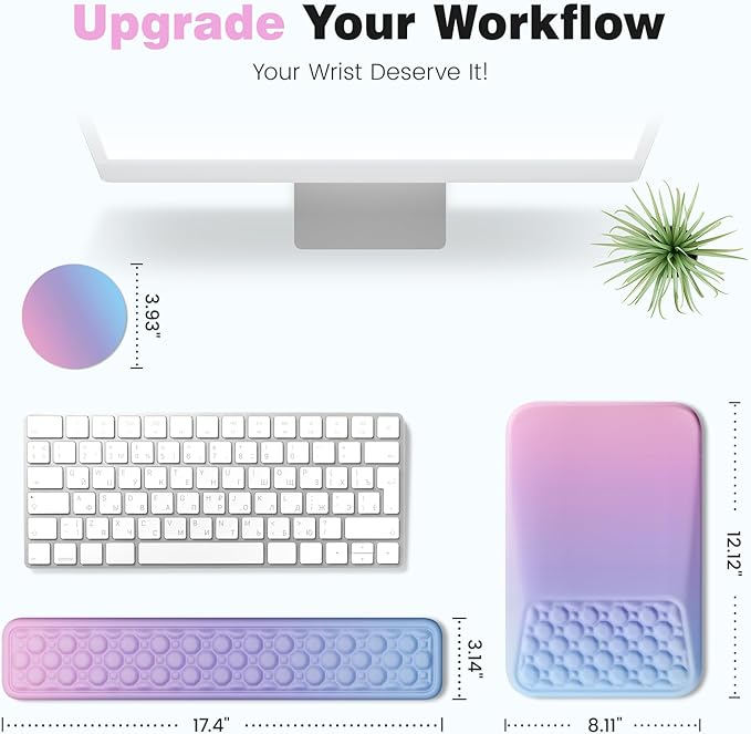 Ospelelf Keyboard Wrist Rest Pad for Computer, Ergonomic Large Mouse Pad with Wrist Support, Office Arm Rest, Purple