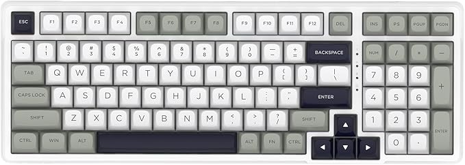 HUO JI Z-99 Wired Mechanical Keyboard, Creamy Sound, Hot Swappable Pre-lubed Linear Switches, Gasket Structure with Sound Dampening Foam, RGB Backlit, 99 Keys Custom Gaming Keyboard for PC/Mac,Gray