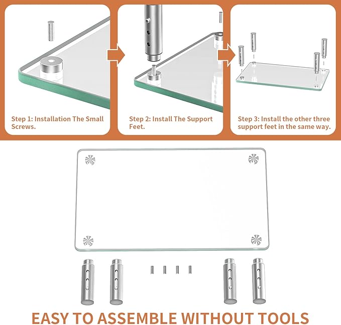 Hemudu Monitor Stand -3 Adjustable Height Monitor Riser, Computer Monitor Stand, Desktop Organizer, Monitor Stand Riser for PC, Computer, Laptop Clear