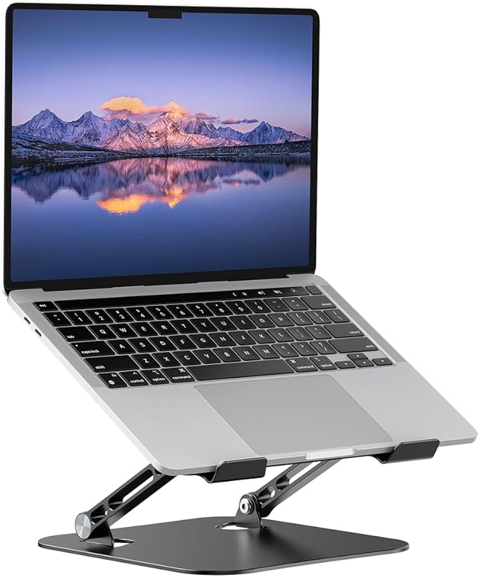 Laptop Stand Adjustable MacBook Stand for Desk Aluminum Notebook Holder Ergonomic Computer Riser Portable Desktop Stand Compatible with All MacBook Notebook Laptop 10-17 Inch
