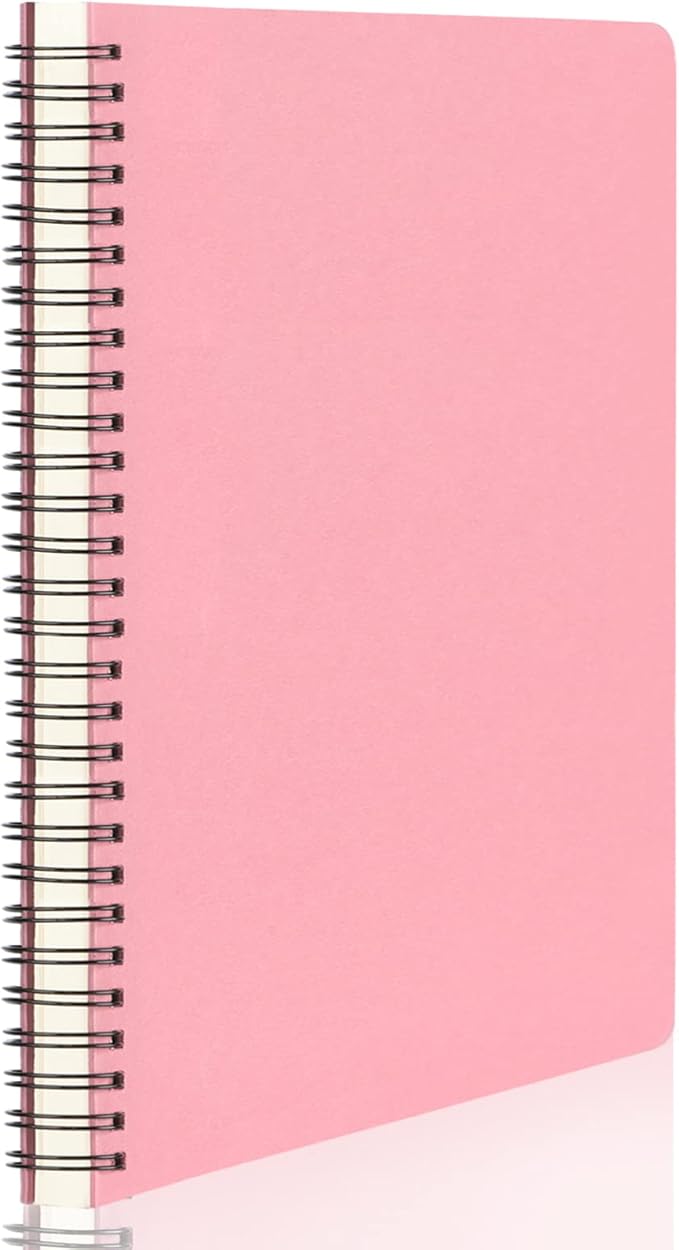 EUSOAR Spiral Notebook, 1 Pack 5.5" x 8.3" 160 Pages Pink A5 College Ruled Notebooks, Hardcover Lined Travel Writing Notebooks, Memo Notepad, Office Meeting Essentials Composition School Supplies