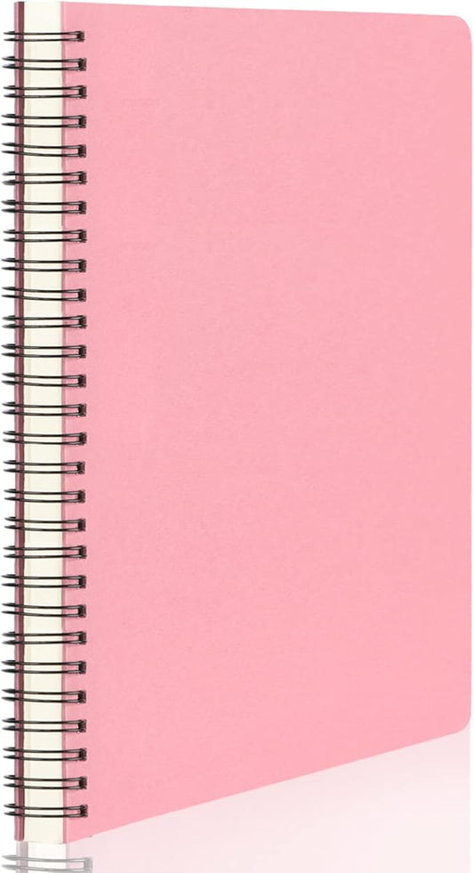 EUSOAR Spiral Notebook, 1 Pack 5.5" x 8.3" 160 Pages Pink A5 College Ruled Notebooks, Hardcover Lined Travel Writing Notebooks, Memo Notepad, Office Meeting Essentials Composition School Supplies