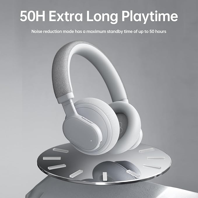 Active Noise Cancelling Headphones, Wireless Over Ear Bluetooth Headphones with Microphone, 40H Playtime, Comfortable Fit,Bluetooth 5.3,Grey