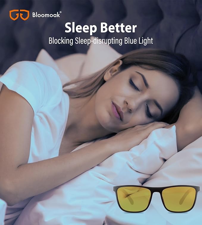 Bloomoak-99% Blue Green Light Blocking Glasses - Gaming Glasses - Anti Glare - Anti Fatigue -Suitable for Screens, Games, TVs