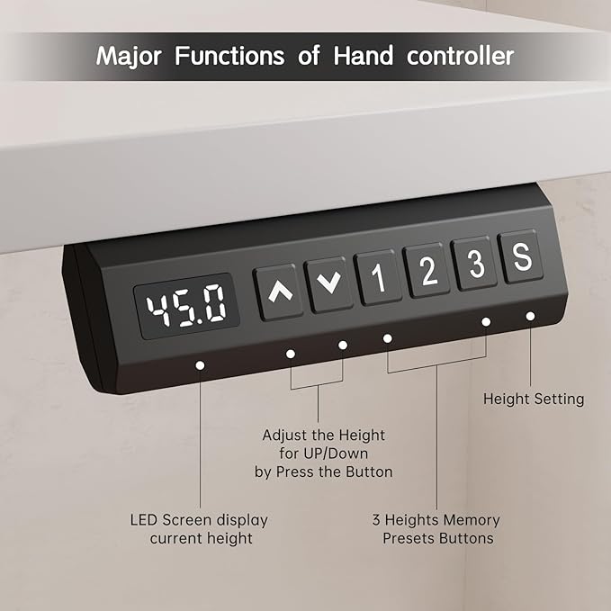 Standing Desk Frame, Electric Adjustable Legs with Memory Presets, Stand Up Desk Frame Workstation, with Cable Management Tray, Headphone Hook, Caster Wheels, for Home Office