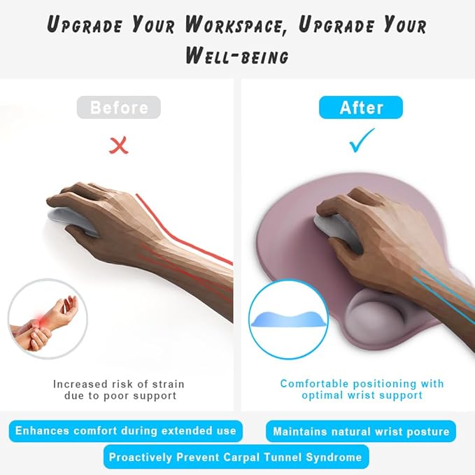 Ergonomic Mouse Pad with Wrist Rest Support&Gel Cushion for Desk; Cute Computer Decor Accessories for Women. Small Mousepad Mat Laptop Pads for Office&Home. Ergo Supplies & Aesthetic (06Sweet Dream)