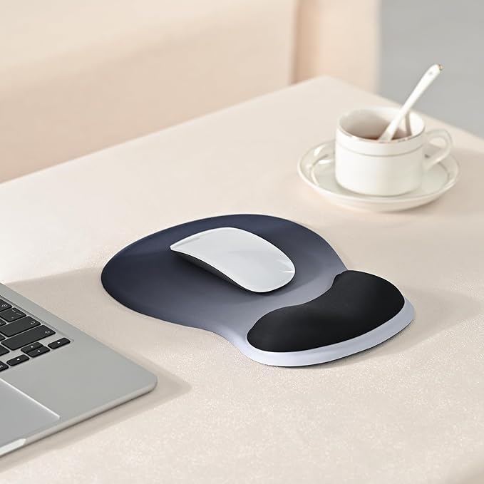 EooCoo Ergonomic Mouse Pad with Gel Wrist Rest Support Middle Concave Design, Relieve Wrist Pain Mousepad, Non-Slip Base for Laptop, Computer, Office Desk Accessories, Carpal Tunnel Syndrome