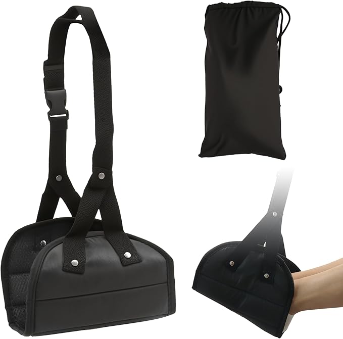 2 Pack Foot Hammock for Plane Travel, Perfect Leg Hammock for Airplane Travel, Airplane Foot Rest with Extended Adjustment Strap, Ideal for Endure Long Travelers, Flight Journeys and Office Workers