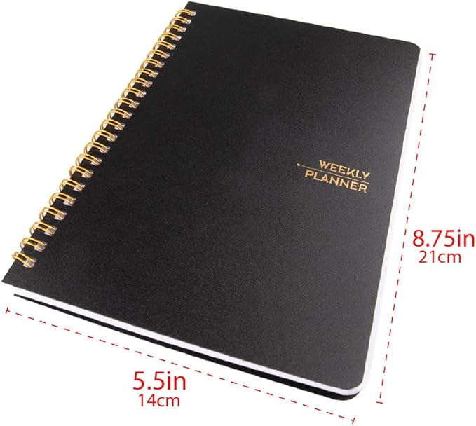 Craft County Weekly Planner – Undated Spiral Bound Planner Covering 52 Weeks – Keep Track of All Your Projects – Black