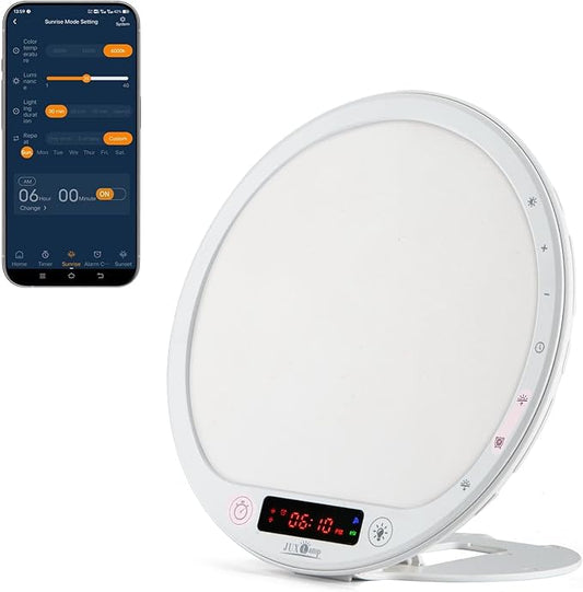Light Therapy Lamp Sunrise Alarm Clock Wake up lamp 10000 lux UV-Free Sun lamp Bioclock Adjustment APP Control Portable No Built-in Lithium Battery