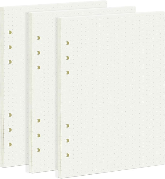 135 Sheets Planner Refill Paper Dotted Inserts Paper A5 6 Holes Binder Grid Notepaper for Filofax Bullet Journals Diary (8.26x5.59 Inch)