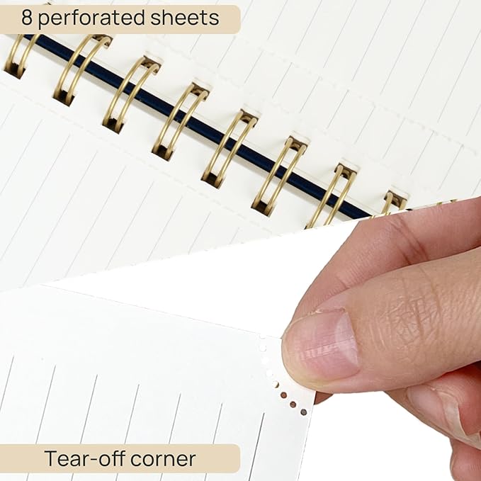 POPRUN Lined Spiral Journal Notebook for Women & Men, 7-1/4" x 9-1/2", 220 Numbered Pages, College Ruled Hardcover Notebook for Work, Journals for Writing, 120 GSM Thick Paper - Haze Blue