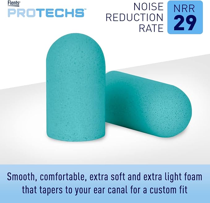 Flents Protechs Reusable Super Sleep Ear Plugs, Ideal For Loud Noise, Reduces Pressure And Background Noise, 10 Pairs With Travel Size Case, Easy Use With Comfort Fit, NRR 29, Teal, Made In The USA