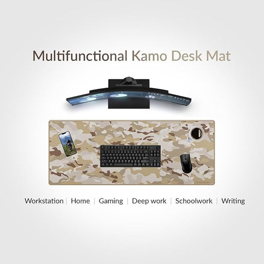 Das Keyboard Large Gaming Mouse Pad Desk Mat with Stitched Edge - Non Slip Base - Waterproof - Premium Cloth Mousepad for Home Work Gaming - Desert Camo