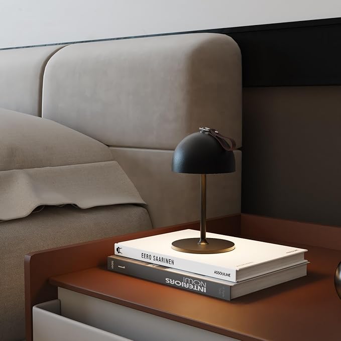 Outdoor Table Lamp,8-75 Hours Battery Powered Lights,Black Rechargeable Desk Lamp,Waterproof,Magnetic,Stepless Dimming,Adjustable Height,for Camping,Living Room,Dinner,Shower,Night Light