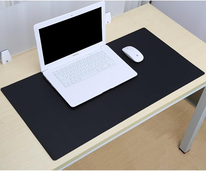 KINGFOM Desk Pad Office Desktop Protecter, PU Leather Desk Mat Blotters Organizer with Comfortable Writing Surface (31.4" x 15.7", Black)