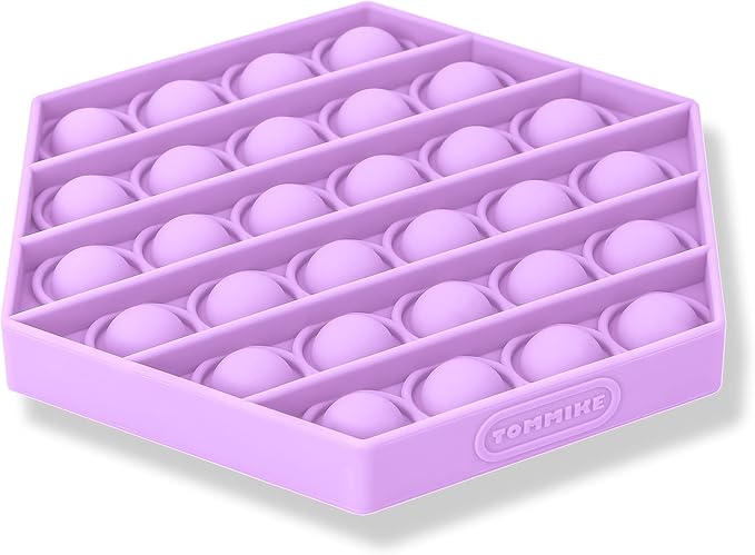 TOMMIKE Hexagon Push Pop Fidget Toy Bubble Sensory for Anxiety & Stress Relief Special Needs Autism Learning Office School Game Crafts Kids Adults (Pastel Lilac)