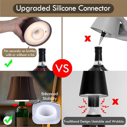 WILIT Wireless Bottle Lamp for Liquor Bottles, 3-Level Brightness Cordless Lamp Shades for Table Lamps, Battery Operated Night Light for Bedroom, Bar Decor, Living Room, Women Gifts, Gifts for Men