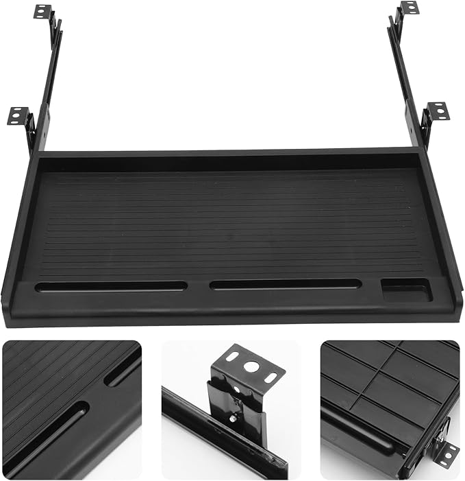 jojofuny 1 Set of Keyboard Tray Under Desk, Keyboard Sliding Tray Under Desk, Keyboard Drawer Slide Tray, Keyboard Shelf, for Home and Office, 51.50X27.00X3.50CM, Black, RJ19G6V1T819H347EMK6E92VY