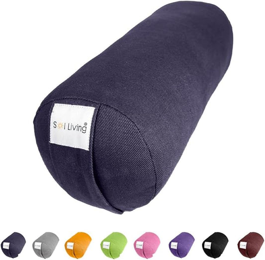 Sol Living Yoga Bolster Pillow for Restorative Meditation - 100% Cotton Cylindrical Cushion with Washable Cover for Balance Support in Asana Poses