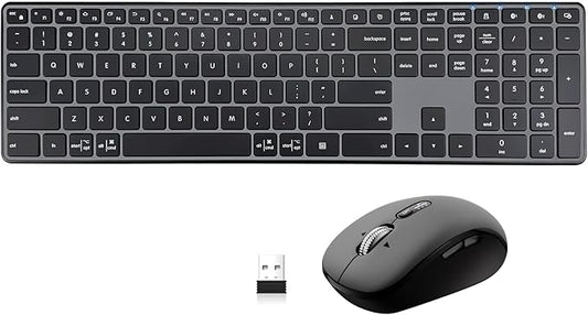 M9250 Wireless Keyboard Mouse Combo,Scissors Mechanism QWERTY Silent Wireless Bluetooth Keyboard and Ergonomic Mouse Set for Windows, iOS, Android, Computer Desktop PC Laptop iPad