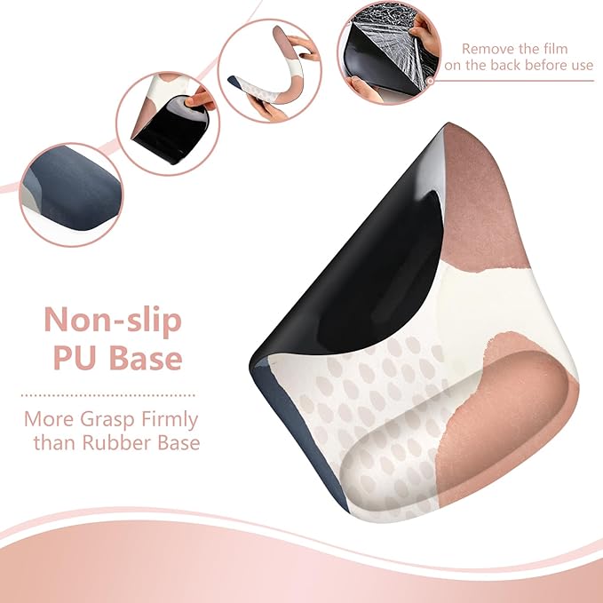 HAOCOO Mouse Pad with Wrist Rest, Keyboard Wrist Rest, Gel Wrist Rest for Computer Keyboard, Ergonomic Mousepad and Keyboard Wrist Rest, Gaming Mouse Pad Set for Office Home, Pink Boho