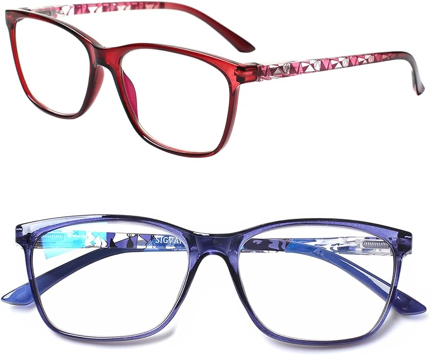 SIGVAN Ladies Reading Glasses Blue Light Blocking Spring Hinge Fashion Pattern Print Eyeglasses for Women