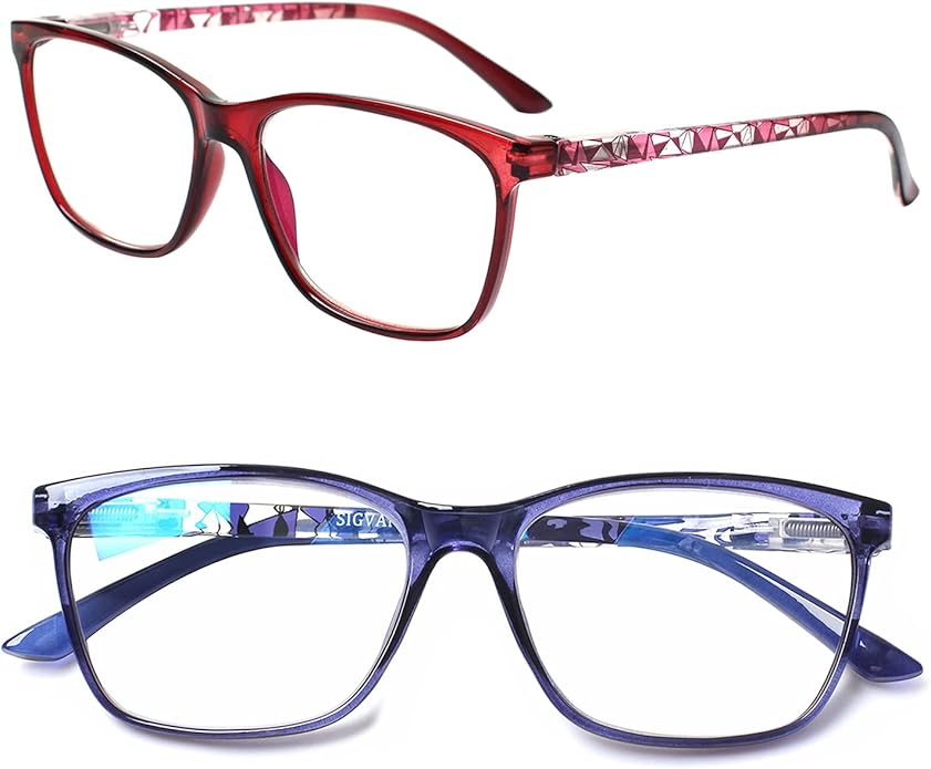 SIGVAN Ladies Reading Glasses Blue Light Blocking Spring Hinge Fashion Pattern Print Eyeglasses for Women