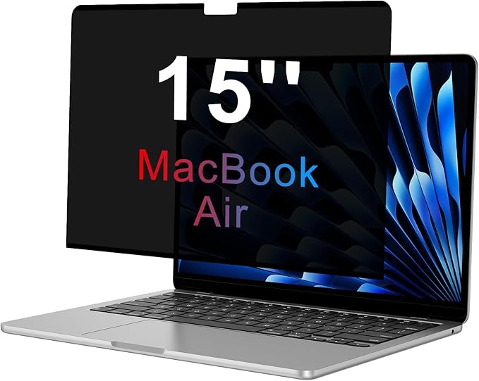 OMOTON Magnetic Privacy Screen for MacBook Air 15 Inch (2023-2025, M2, M3, M4), Anti-Spy Filter, Matte Anti Glare Blue Light Protector, Easy Install & Remove