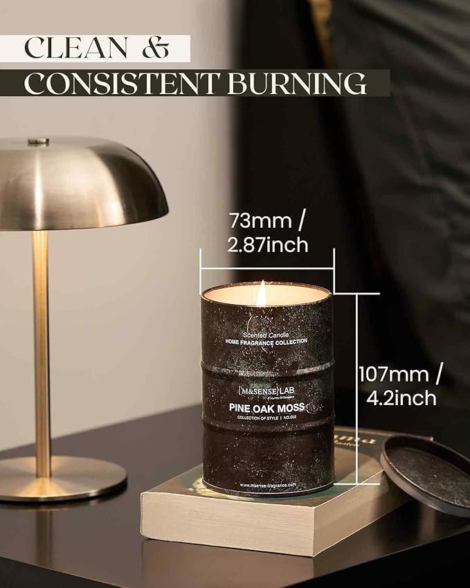 M&SENSE Pine Oak Moss Scented Candles Natural Non Toxic, Aromatherapy Candle for Stress Relief Meditation Relaxing, Housewarming Gifts for Women Men, 11.3oz 70 Hour Long Burning