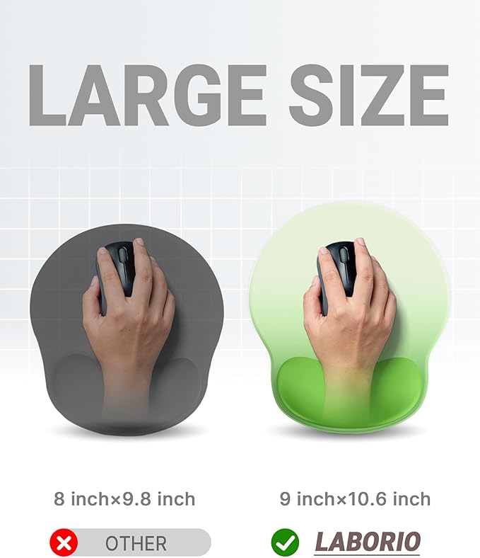 Ergonomic Mouse Pad Wrist Support, Comfortable Mouse Pad Wrist Rest, Relieve Wrist Pain Gel Mouse pad, Non-Slip Rubber Base Mousepad for Laptop, Computer(Gradient Green)