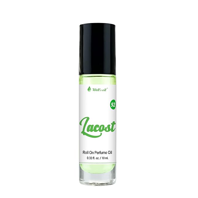 Well's Oil Roll-On Perfume Oil (Lacost) | Spicy Green Notes | Long-Lasting | Paraben-Free | 0.33 Fl Oz / 10 ml