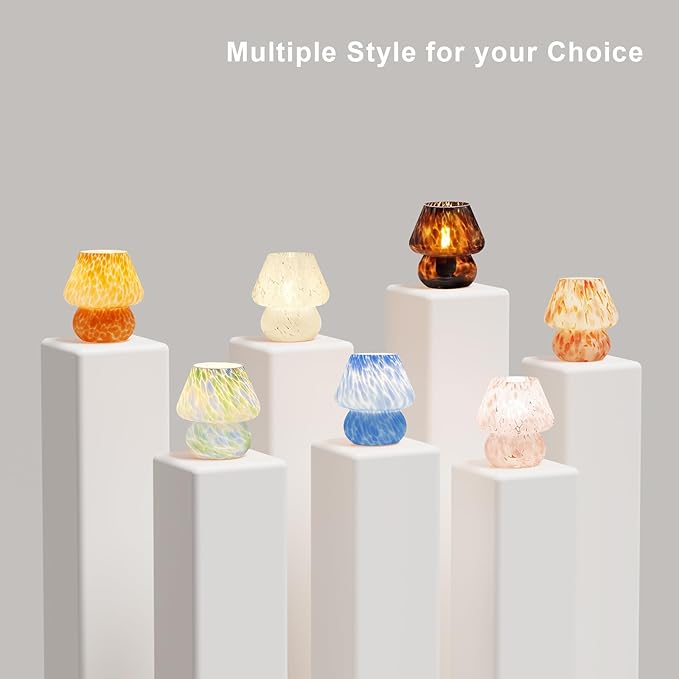 Mushroom Lamp Table Lamp for Bedroom,Small Desk Bedside Lamps for Living Room,Mushroom Decor Cute Mini Modern Mid Century Lamps for Night Stands,Aesthetic Home Living Room Decor(Black)