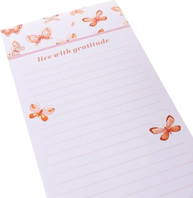 Graphique Butterfly Magnetic Notepad | 100 Tear-Away Sheets | Grocery, Shopping, To-Do List | Magnetic Writing Pad for Fridge, Kitchen, Office | Lined Paper | Great Gift | 4” x 9.25”