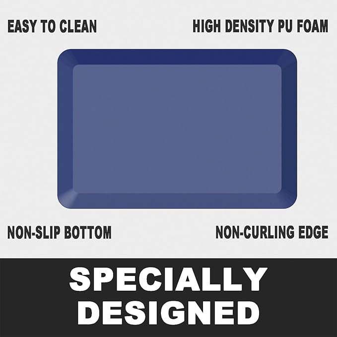 Anti Fatigue Floor Mat,Kitchen Mat, Standing Desk Mat – Comfort at Home, Office, Garage - Polyurethane(PU) Foam (Blue, 30" L x 17" W x 1" Th)