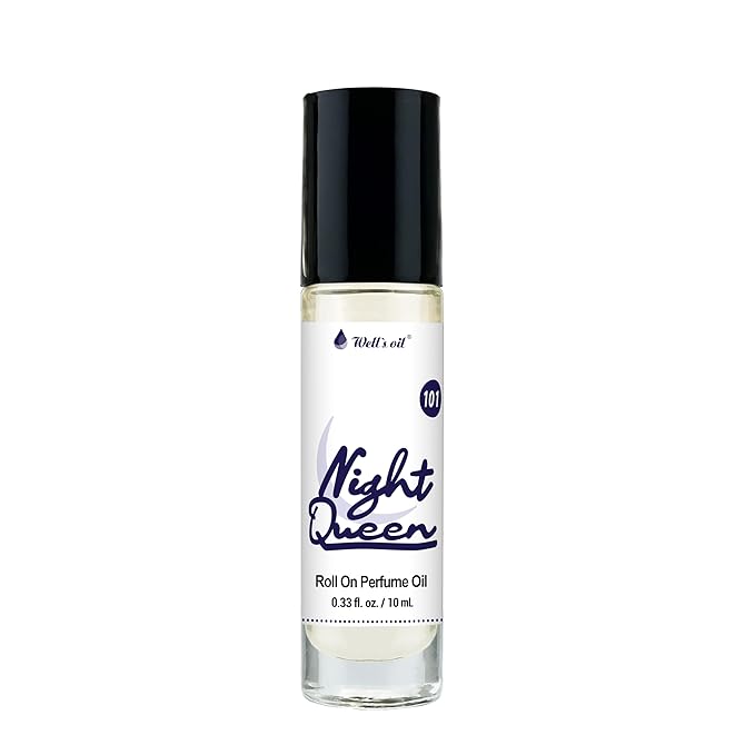 Well's Oil Roll-On Perfume Oil (Night Queen) | Crisp Bergamot Notes | Long-Lasting | Paraben-Free | 0.33 Fl Oz / 10 ml