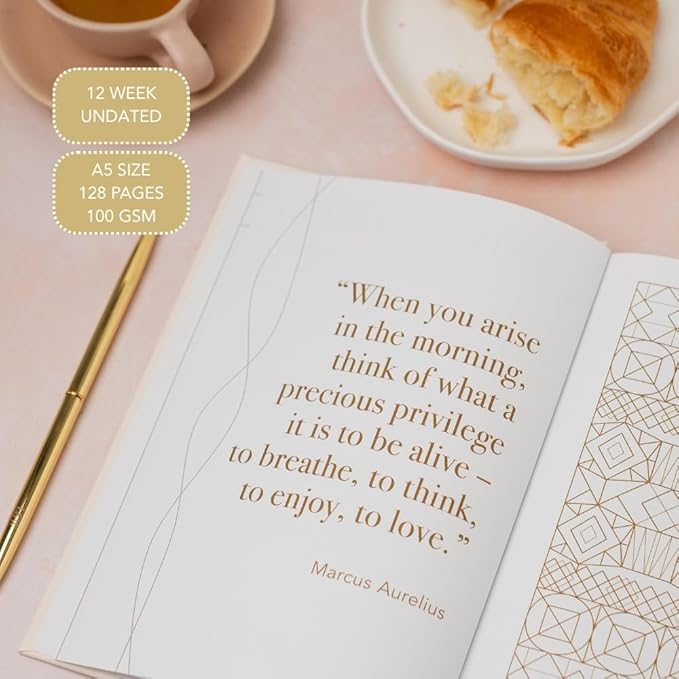 Undated 3-Month Morning Notes Journal - A5 Daily Planner Notebook with Daily Prompts & Mindfulness Exercises - Wellness, Self-Care Journal - Motivational Notebook