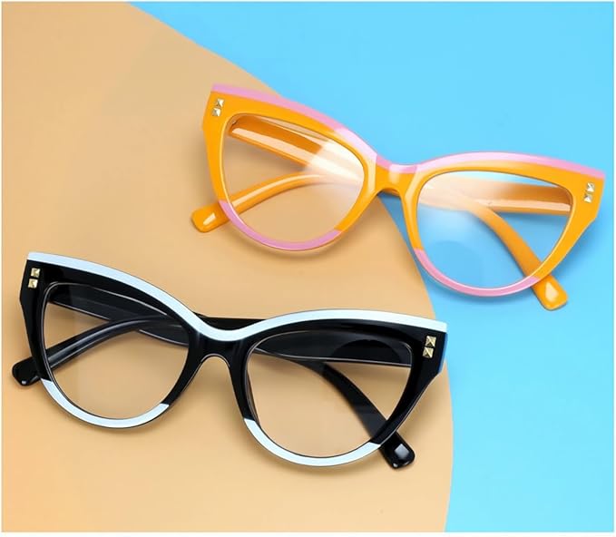 3 Pack Cat Eye Blue Light Blocking Glasses Non Prescription Frames for Women Fake Glasses Computer Game Glasses