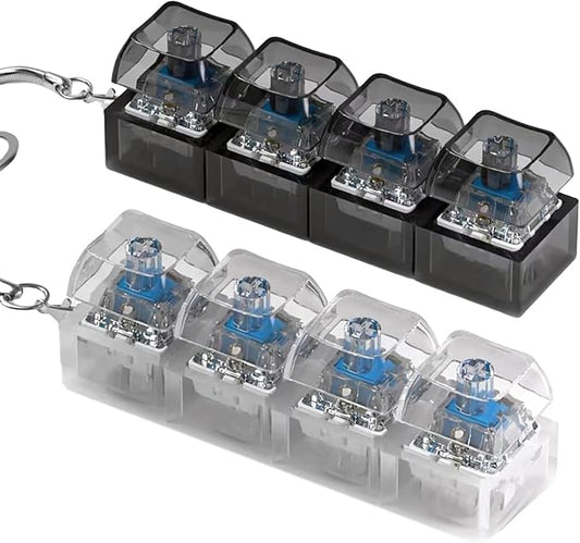 2 Pcs Keyboard Fidget Toy for Adults Fidget Clicker Decompression Fidget Keychain Stress Relief Presents for Adult to Relief Stress Pass The Time（Black and White）