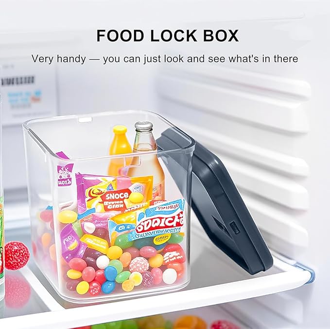 Clear Lockable Storage Box with Combination Lock - Heavy Duty Medicine,Food,Snack & Electronics Organizer Jar,Childproof Phone Jail,Gaming Device Lockbox Container Tank,Self Control Prize Bin (Navy)