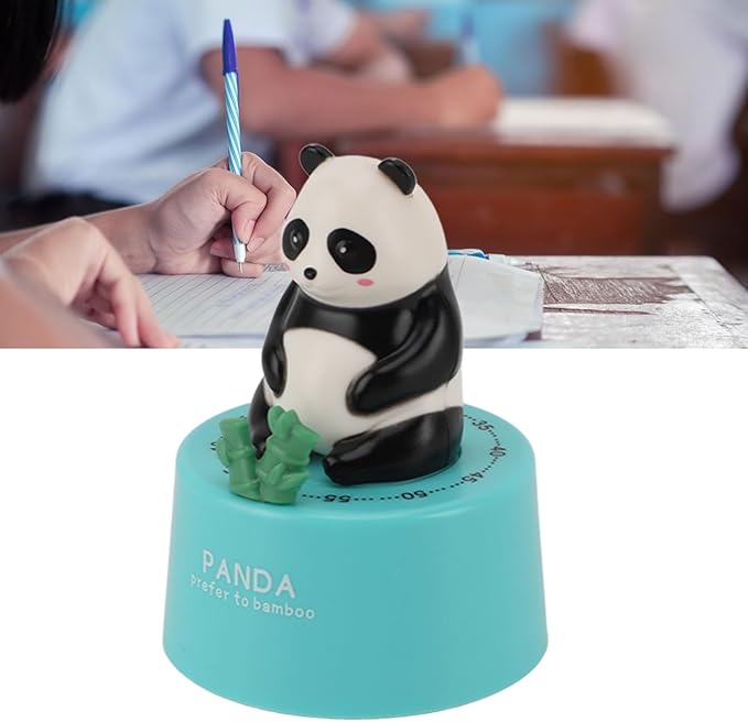 Mechanical Countdown Timer, 60 Minutes Mechanical Kitchen Timer Eco Friendly Loud Alarm Magnetic Base Cute Animal Shape for Kitchen (Panda with Blue Base)
